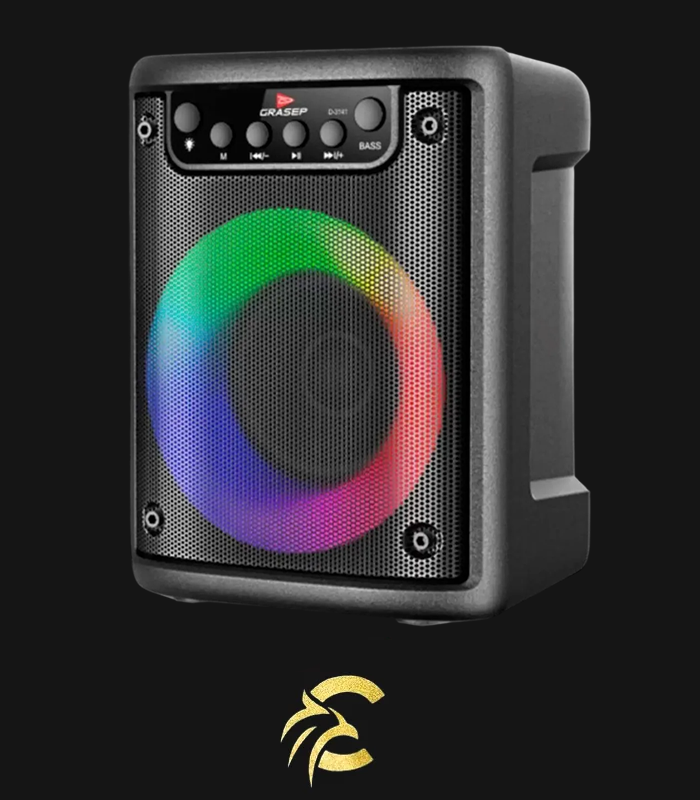 Grasep D-3141 Caixa de Som Bluetooth 10W Preto Luz LED